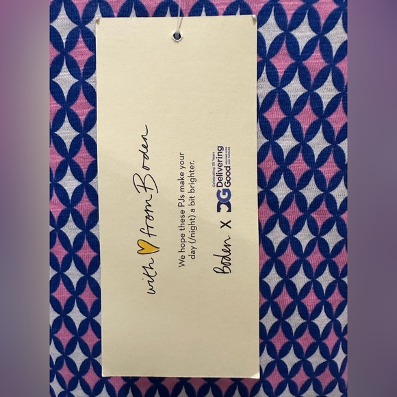 BODEN Diamond Pattern Scoop Neck 3/4 Sleeve 100% Cotton Nightgown size 10 NEW - Picture 5 of 10